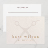 Modern lichtroze kapper cadeaubon (Voorkant / Achterkant)