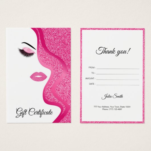 Modern Lichtroze met Glitter Effect Visitekaartje (Voorkant /achterkant)