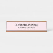 Modern lichtroze professionele zakelijke Kantoor Bureau Naambordje (Voorkant)