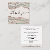 modern lichtroze roze agate bedankt voor je bestel vierkante visitekaartje (Voorkant / Achterkant)