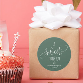 Modern Lief Dank u Huwelijkspaar Naam &Date Ronde Sticker