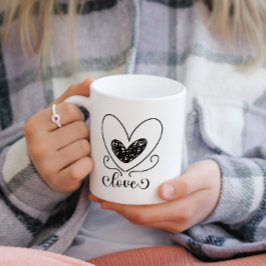 Modern Liefde Script Hearts Schattige Valentijnsda Koffiemok