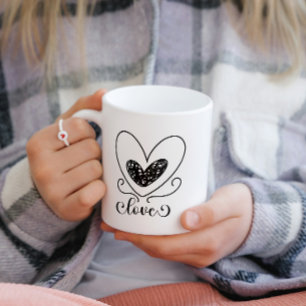 Modern Liefde Script Hearts Schattige Valentijnsda Koffiemok