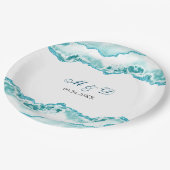 Modern Light Blue Marble Wedding Papieren Bordje (Gekanteld)