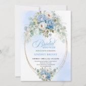 Modern Light Blue Peonies Greenery Bridal Shower Kaart (Voorkant)