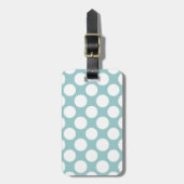 Modern Light Blue White Polka Dots Pattern Bagagelabel (Voorkant verticaal)