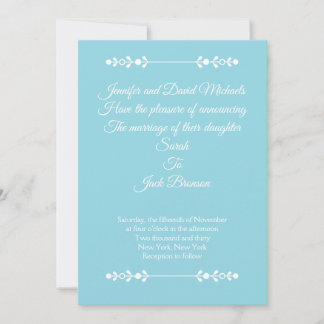 Modern Light Blue & White Wedding invitation