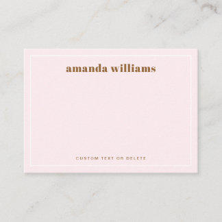 Modern light blush pink name & text mini notecard visitekaartje
