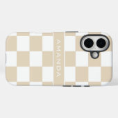 Modern Light Brown Checkered Personalized  Case-Mate iPhone Case (Achterkant (horizontaal))