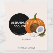 Modern Light Cream Pompoen Spice Coquito Fles Wijn Etiket (Enkel label)