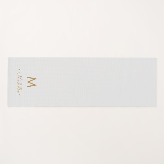 Modern Light Gray Gold Script Monogram Yogamat (Voorkant (horizontaal))
