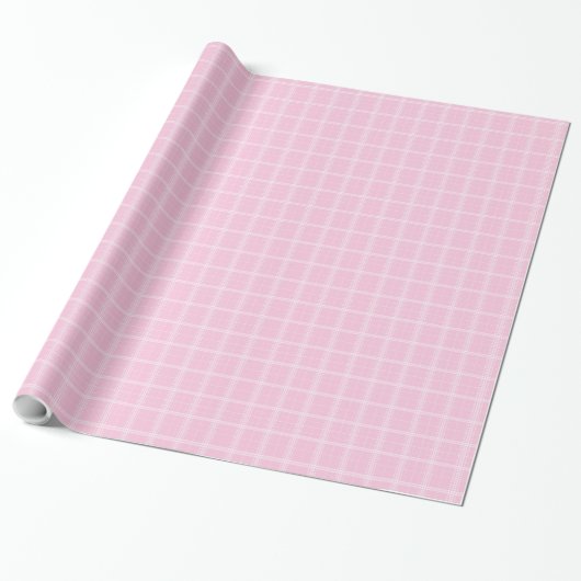 Modern Light Pink Checkered Birthday Gift Wrap Cadeaupapier (Uitgerold)