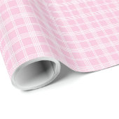 Modern Light Pink Plaid 80th Birthday Gift Wrap Cadeaupapier (Rol Hoek)
