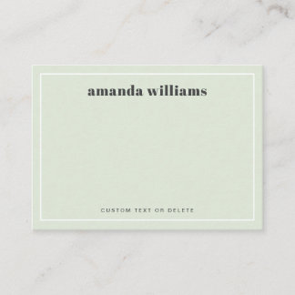 Modern light sage green name & text mini notecard visitekaartje