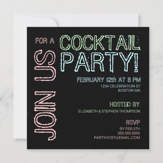 Modern Lights Cocktail Party Invitation Kaart (Voorkant)