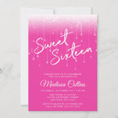 Modern Lights Hot Pink Sweet 16 Kaart (Voorkant)