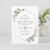 modern lijst eucalyptus greenery bruiloft kaart (Staand voorkant)