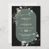 Modern lijst groene bladeren bruiloft Uitnodiging (Voorkant)