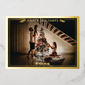 Modern Lijst Prettige feestdagen Foto Red Gold (Voorkant)