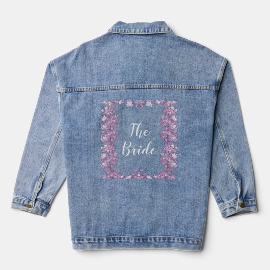 Modern Lila Bloemen Bruiloft Denim Jasje Jacket (Achterkant)