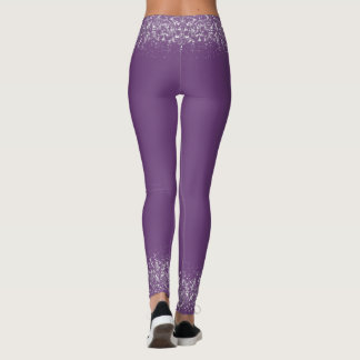 Modern Lila Glitter Sparkles Pregnant Leggings