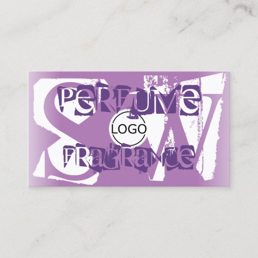 Modern Lila Paars wit met Logo en monogram Visitekaartje (Voorkant)