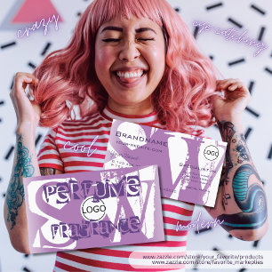 Modern Lila Paars wit met Logo en monogram Visitekaartje