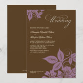 Modern Lilac/Brown Floral Wedding Invitation (Devant / Derrière)