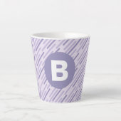 Modern Lilac Purple Diagonal Stripes Monogram Latte Mok (Voorkant)
