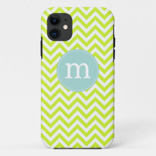 Modern Lime Green Chevron Aangepast iPhone 11 Hoesje
