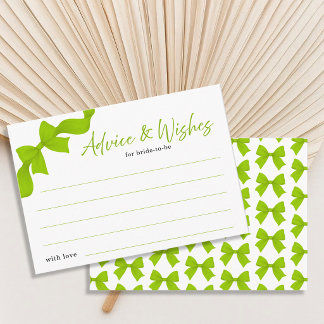 Modern Lime Green Coquette Bow Advice and Wishes Informatiekaartje