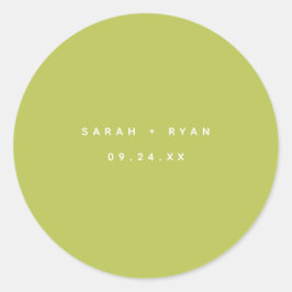 Modern Lime Green Custom Names Wedding Ronde Sticker