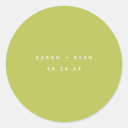 Modern Lime Green Custom Names Wedding Ronde Sticker (Voorkant)