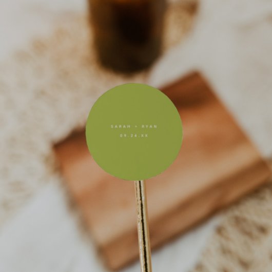 Modern Lime Green Custom Names Wedding Ronde Sticker