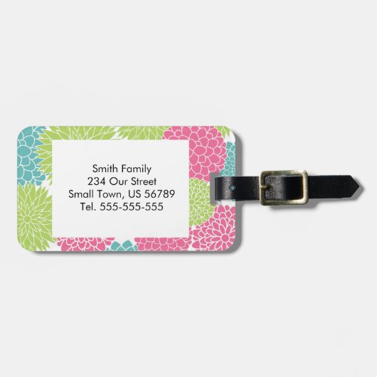 Modern Lime Green en Hot Pink Flowers Bagagelabel (Voorkant horizontaal)