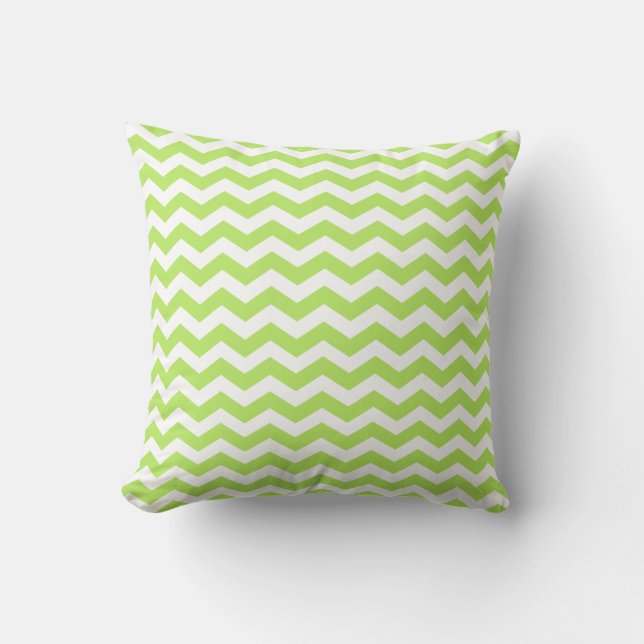 Modern Lime Green en White Chevron Sierkussen (Voorkant)