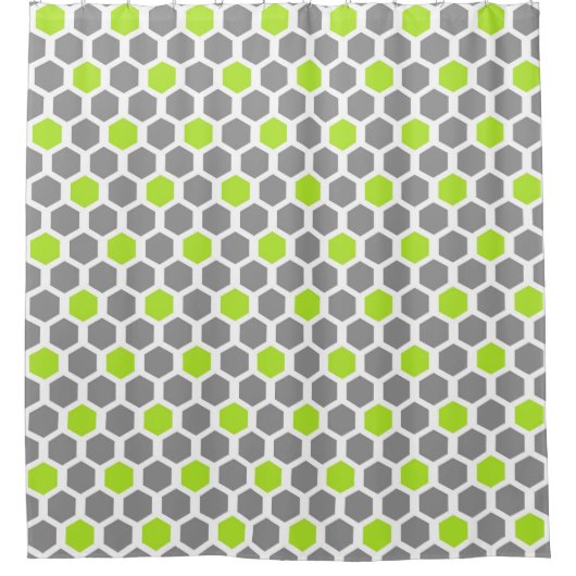 Modern Lime Green Grey Hexagon Geometric Douchegordijn (Voorkant)