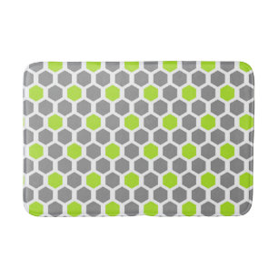 Modern Lime Green Grey Hexagon Geometric Pattern Badmat