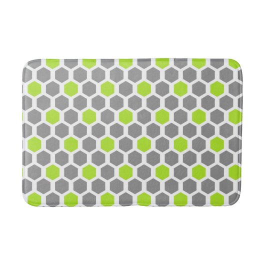 Modern Lime Green Grey Hexagon Geometric Pattern Badmat (Voorkant)