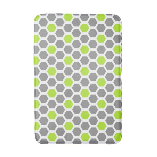 Modern Lime Green Grey Hexagon Geometric Pattern Badmat (Voorkant Verticaal)