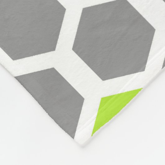 Modern Lime Green Grey Hexagon Geometric Pattern Fleece Deken (Hoek)
