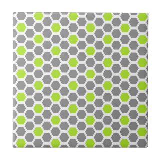 Modern Lime Green Grey Hexagon Geometric Pattern Tegeltje