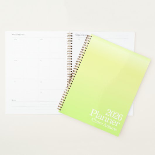 Modern Lime Green Ombre Planner (Devant avec enveloppe)