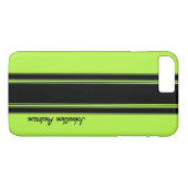 Modern Lime Green Racing Stripes met naam Case-Mate iPhone Case (Achterkant (Horizontaal))