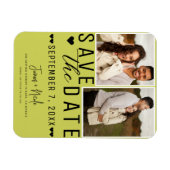 Modern Lime Green Save the Date 2 Foto Bruiloft Magneet (Horizontaal)