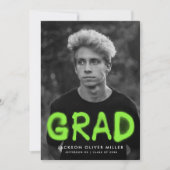 Modern Lime Green Spray Paint Photo Afstuderen Aankondiging (Voorkant)