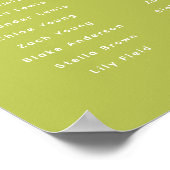 Modern Lime Green Wedding 8-Table Seating Chart Poster (Hoek)
