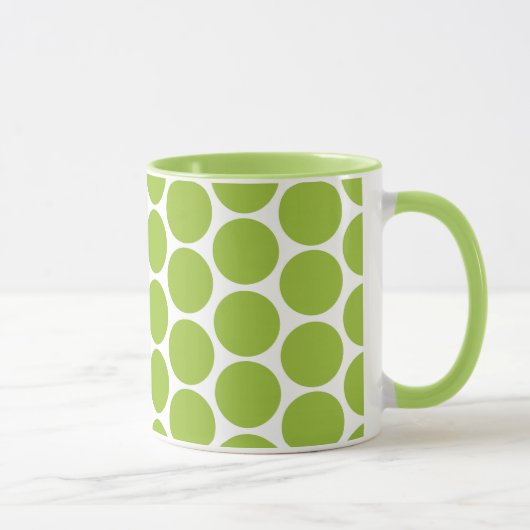 MODERN LIME GROEN, WITTE POLKA DOTS MOK (Rechts)