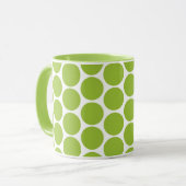 MODERN LIME GROEN, WITTE POLKA DOTS MOK (Voorkant links)