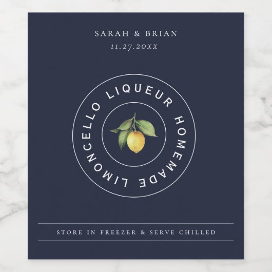 Modern Limoncello Liqueur Logo Beverage Label Wijn Etiket (Enkel label)